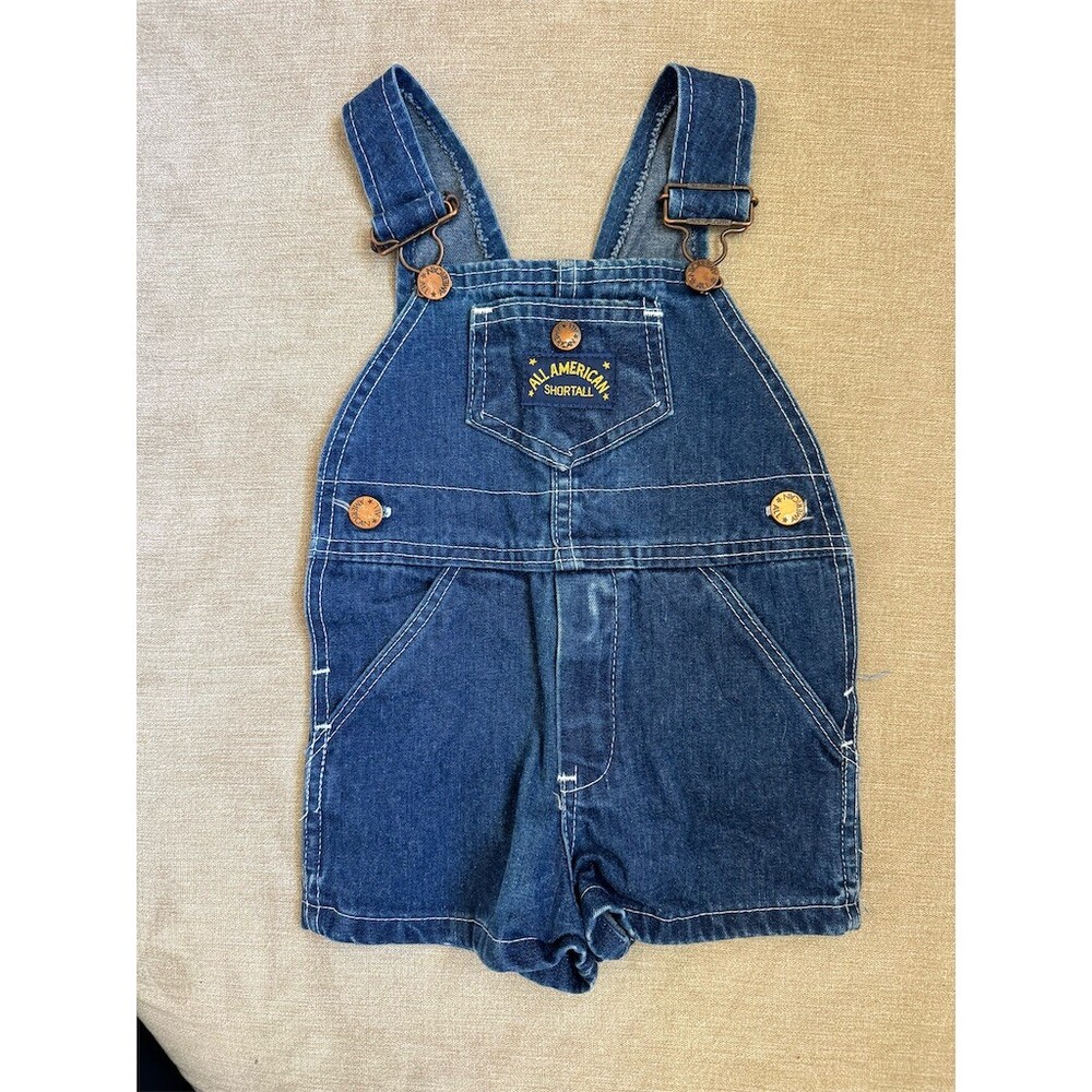 Health-tex Vintage Denim Shortall Bib Overalls Unisex Toddler Size 2T Blue